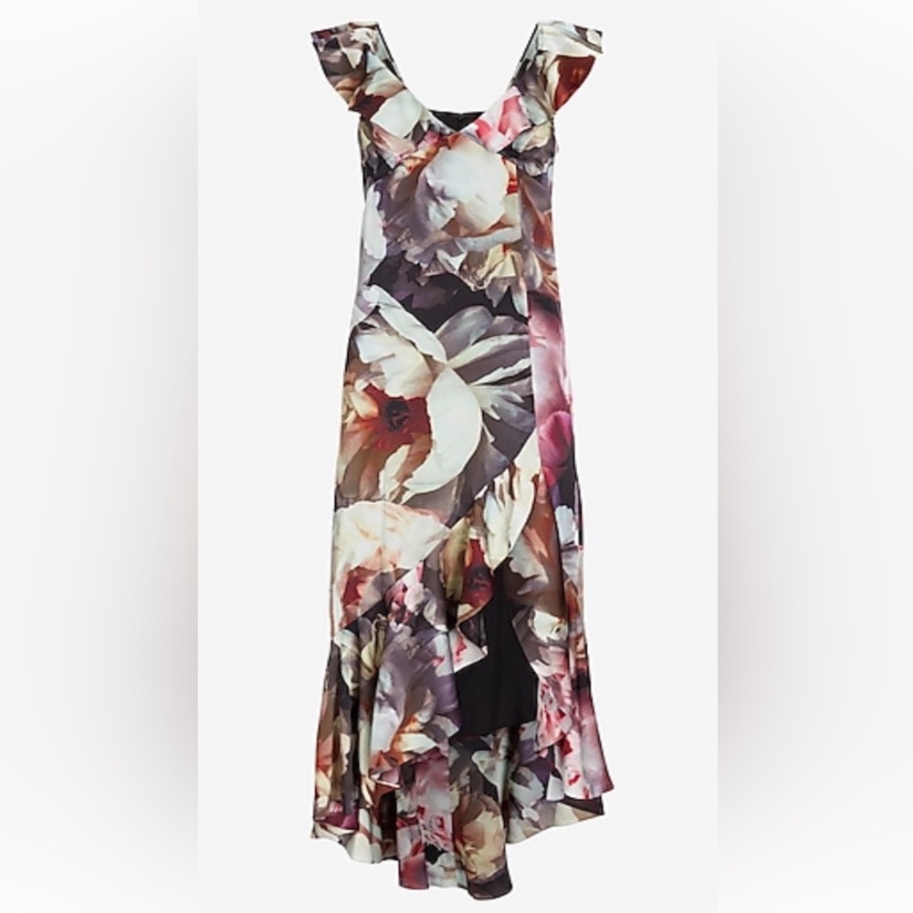 NWT Express Floral Ruffle Hem Dress size 10 formal - Picture 2 of 7